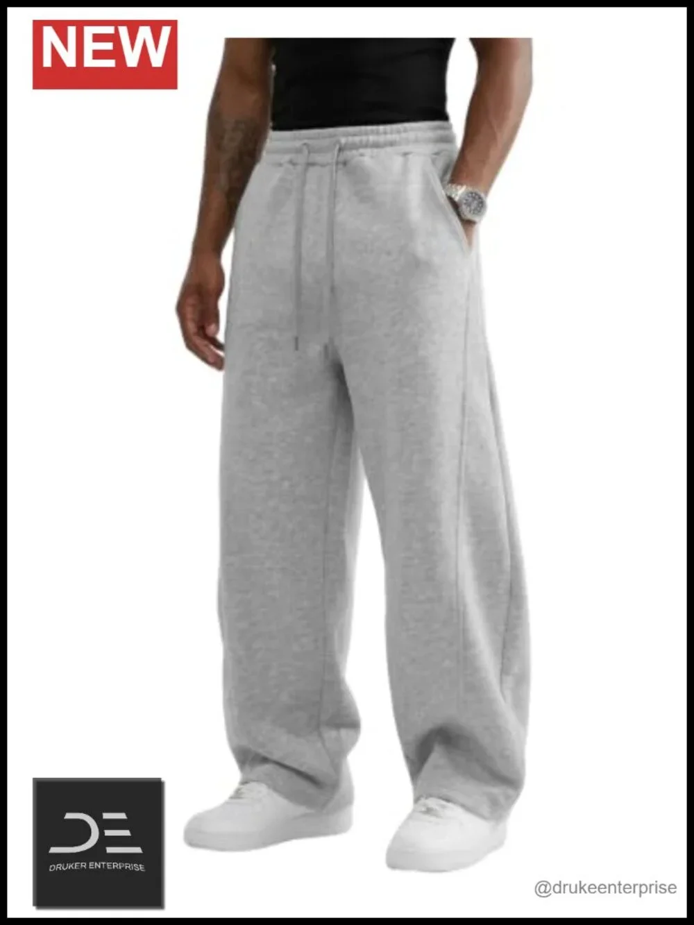 Baggy Wide Leg Sweatpants Cotton Blend Joggers with Pockets